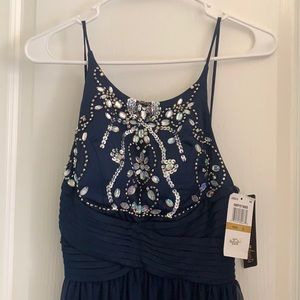 Dillard’s Sequin Hearts Long Blue Dress Beaded